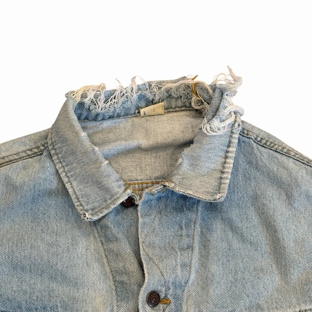 Vintage Lee Riders Trucker‎ Denim Jacket Thrashed Tag Size XL Distressed 80s 90s